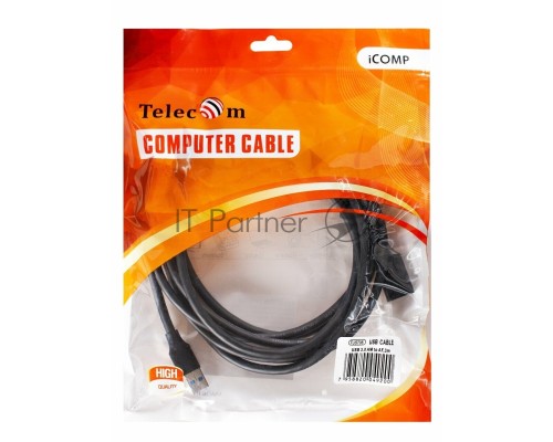 Кабель удлинительный USB3.0 Am-Af 3m Telecom черный (TUS708-3M)