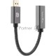 Кабель-переходник DP --> HDMI-F 0.2m , серый металлик, оплетка, 4K@60Hz, Telecom (TA560)