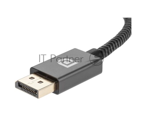 Кабель-переходник DP --> HDMI-F 0.2m , серый металлик, оплетка, 4K@60Hz, Telecom (TA560)