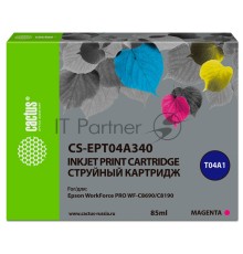 Картридж струйный Cactus CS-EPT04A340 пурпурный (85мл) для Epson WorkForce Pro WF-C8190, WF-C8690