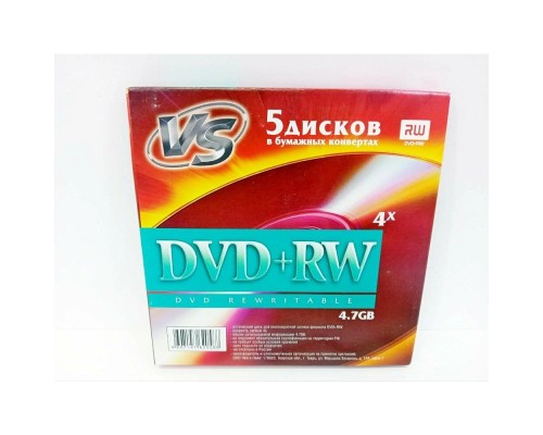 [Диск] VS DVD+RW 4,7 GB 4x конверт/5 (620588)