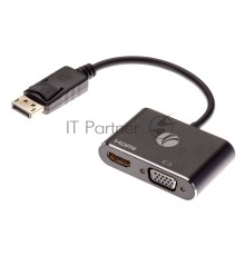 Кабель-переходник DisplayPort(M) ---> HDMI(F)+VGA(F)4K@30Hz VCOM Allum shell<CG640M-0.15>