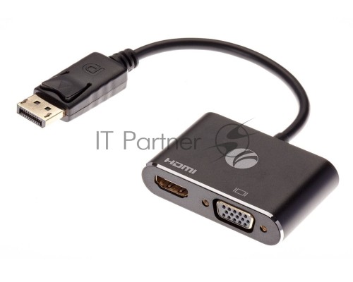 Кабель-переходник DisplayPort(M) ---> HDMI(F)+VGA(F)4K@30Hz VCOM Allum shell<CG640M-0.15>