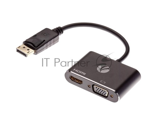 Кабель-переходник DisplayPort(M) ---> HDMI(F)+VGA(F)4K@30Hz VCOM Allum shell<CG640M-0.15>