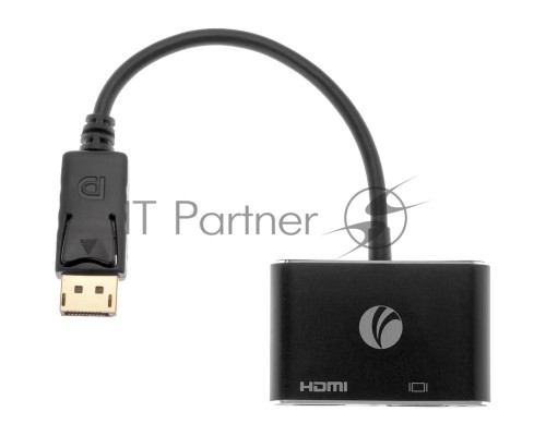 Кабель-переходник DisplayPort(M) ---> HDMI(F)+VGA(F)4K@30Hz VCOM Allum shell<CG640M-0.15>