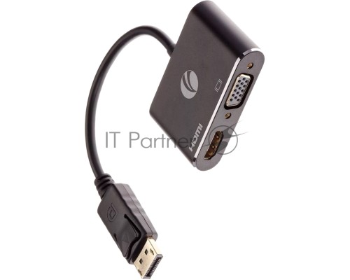 Кабель-переходник DisplayPort(M) ---> HDMI(F)+VGA(F)4K@30Hz VCOM Allum shell<CG640M-0.15>
