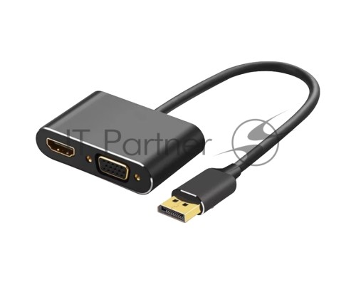 Кабель-переходник DisplayPort(M) ---> HDMI(F)+VGA(F)4K@30Hz VCOM Allum shell<CG640M-0.15>