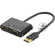 Кабель-переходник DisplayPort(M) ---> HDMI(F)+VGA(F)4K@30Hz VCOM Allum shell<CG640M-0.15>