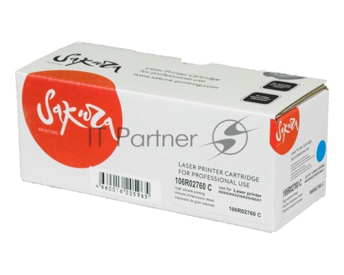 Картридж Sakura 106R02760  для Xerox WorkCentre 6027, WorkCentre 6025, Phaser 6022, Phaser 6020, синий, 1000 к.