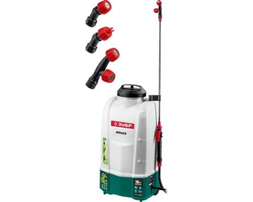 [Бензоинструмент] Опрыскиватель Зубр Мастер ОПЛ-15, аккумуляторный, наплечный, 15л, белый/зеленый