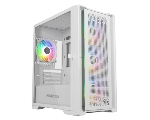 [Корпус] Powercase ByteFlow Micro White, Tempered Glass, 4х 120mm ARGB fans, ARGB HUB, белый, mATX  (CAMBFW-A4)