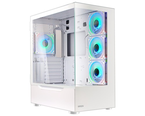 [корпус] Ginzzu GL790 FAN 12MW6 RGB*4 USB3.0 CRC10 Белый