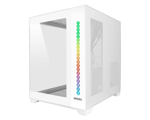 [корпус] Ginzzu V420 RGB подсветка, закаленное стекло 1*USB 3.0,1*USB 2.0, AU Белый mATX