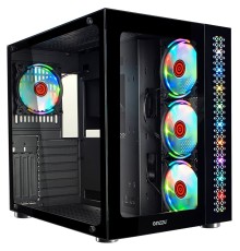 Ginzzu V530 RGB подсветка, контроллер CRC10, 4* 12R6 FAN 12CM RGB закаленное стекло 1*USB 3.0,1*USB 2.0, AU ATX