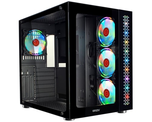 [корпус] Ginzzu V530 RGB подсветка, контроллер CRC10, 4* 12R6 FAN 12CM RGB закаленное стекло 1*USB 3.0,1*USB 2.0, AU ATX