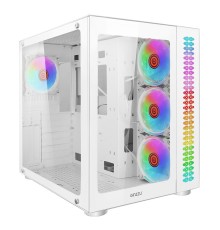 Ginzzu V570 RGB подсветка, контроллер CRC10, 4* 12RW6 FAN 12CM RGB, закаленное стекло 1*USB 3.0,1*USB 2.0, AU Белый ATX