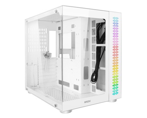 [корпус] Ginzzu V580 RGB подсветка, закаленное стекло 1*USB 3.0,1*USB 2.0, AU Белый ATX