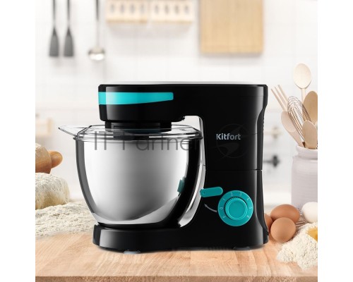 Миксер планетарный Kitfort КТ-3044-4 1000 Вт черный/бирюзовый