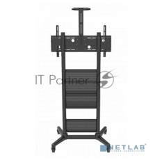 Мобильная стойка Wize Pro [M75] для широкоформатных и интерактивных панелей 32 75, Max VESA 800x400 мм, высота 167 см, полка для медиаплеера, полка для камеры ВКС, до 120 кг, черн.(2 места)