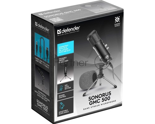 Игровой стрим микрофон DEFENDER Sonorus GMC 500 (USB, провод 1.35 м )