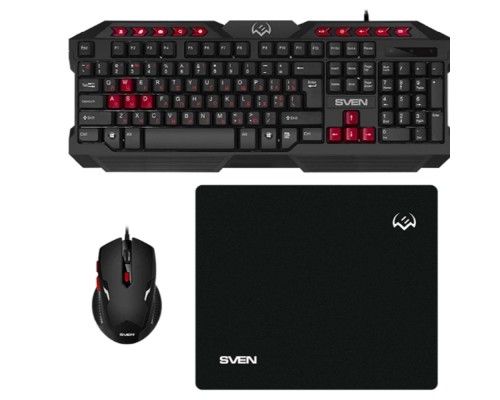 [Клавиатура] Игровой набор клавиатура+мышь+коврик GS-9200 (114 кл,, 8 смен. кл., 800-2400DPI, 5+1кл.)