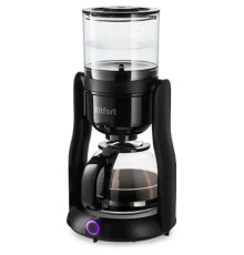 Кофеварка капельная, Kitfort, КТ-7136, Мощность 680 Вт, Объем резервуара для воды 480 мл, Съемный контейнер для воды есть, Градуировка колбы нет, Используемый кофе молотый, Цвет черный