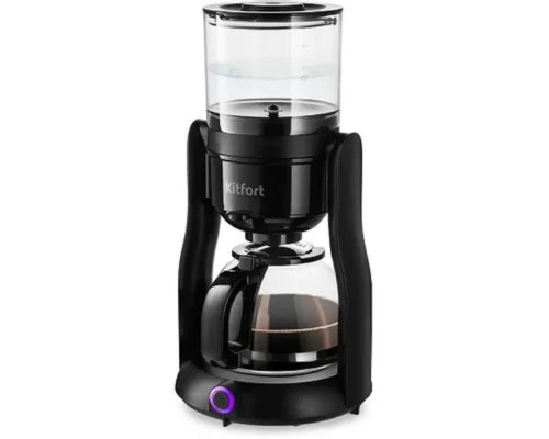 [Пылесос] Кофеварка капельная, Kitfort, КТ-7136, Мощность 680 Вт, Объем резервуара для воды 480 мл, Съемный контейнер для воды есть, Градуировка колбы нет, Используемый кофе молотый, Цвет черный