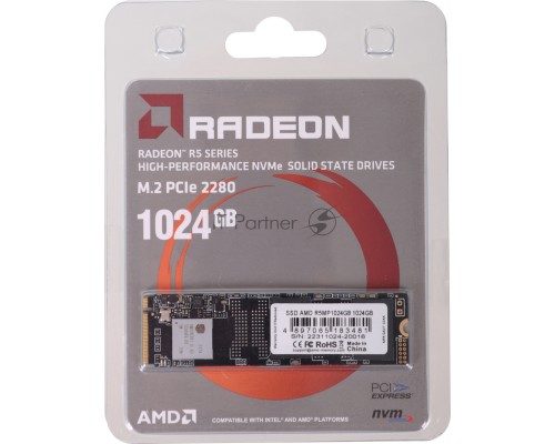 Накопитель SSD M.2 2280 1024GB AMD Radeon R5 Client SSD R5MP1024G8 PCIe Gen3x4 with NVMe, 3D TLC, RTL (183481)