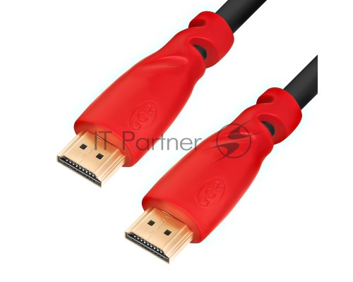 Кабель GCR 2.0m HDMI версия 1.4, черный, красные коннекторы, OD7.3mm, 30/30 AWG, позолоченные контакты, Ethernet 10.2 Гбит/с, 3D, 4K GCR-HM350-2.0m, экран
