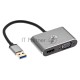 Кабель-переходник USB 3.0 (Am) --> HDMI(f)+VGA(f), Aluminum Shell, VCOM <CU322M>