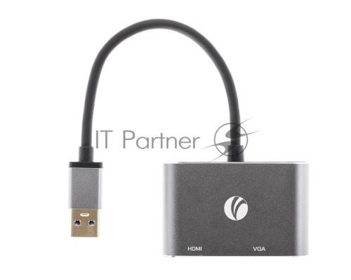 Кабель-переходник USB 3.0 (Am) --> HDMI(f)+VGA(f), Aluminum Shell, VCOM <CU322M>