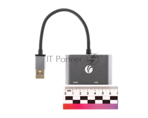 Кабель-переходник USB 3.0 (Am) --> HDMI(f)+VGA(f), Aluminum Shell, VCOM <CU322M>