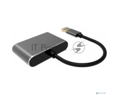 Кабель-переходник USB 3.0 (Am) --> HDMI(f)+VGA(f), Aluminum Shell, VCOM <CU322M>