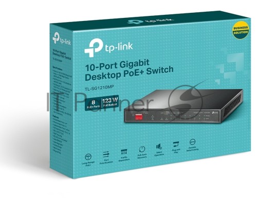 Настольный коммутатор TP-Link TL-SG1210MP 10-портовый гигабитный на 8 портов PoE+