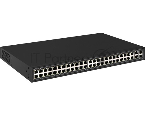 Коммутатор OSNOVO SW-64822(700W) 48 портовый PoE коммутатор, 48*10/100 Base-T PoE, 2*GE Combo Uplink, PoE на порт до 30W, суммарная мощность PoE до 700W