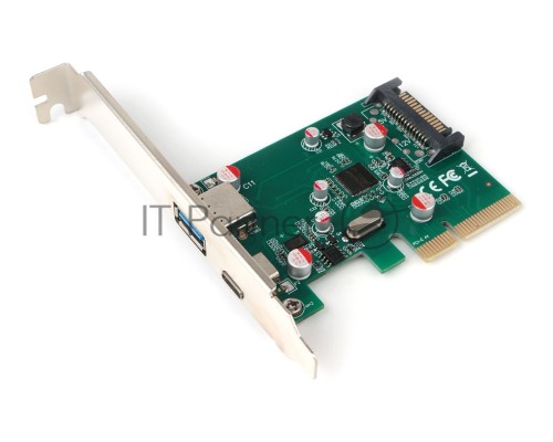 Контроллер USB  Gembird SPCR-02, в PCI, порты: 2 внешн. USB 3.0 Type-C