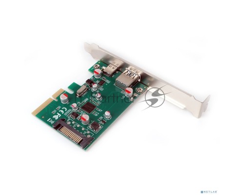 Контроллер USB  Gembird SPCR-02, в PCI, порты: 2 внешн. USB 3.0 Type-C