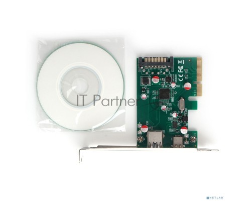 Контроллер USB  Gembird SPCR-02, в PCI, порты: 2 внешн. USB 3.0 Type-C