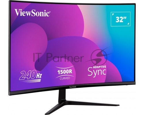 Монитор жидкокристаллический ViewSonic LCD 32'' [16:9] 1920х1080(FHD) VA, Curved, nonGLARE, 300cd/m2, H178°/V178°, 4000:1, 80M:1, 16,7 миллионов цветов, 1ms, VGA, 2xHDMI, DP, Tilt, Speakers, 3Y, Black