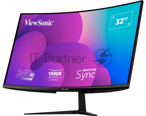 Монитор жидкокристаллический ViewSonic LCD 32'' [16:9] 1920х1080(FHD) VA, Curved, nonGLARE, 300cd/m2, H178°/V178°, 4000:1, 80M:1, 16,7 миллионов цветов, 1ms, VGA, 2xHDMI, DP, Tilt, Speakers, 3Y, Black