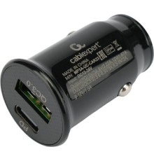 Cablexpert Автомобильное зарядное устройство 20Вт, 3А, QC3.0/PD, 1xUSB, 1xType-C, черный, пакет (MP3A-UC-CAR23)