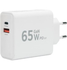 Зарядное устройство Cablexpert 65Вт GaN, QC4.0/PD3.0, 1xUSB, 1xType-C, белый, коробка (MP3A-PC-50)