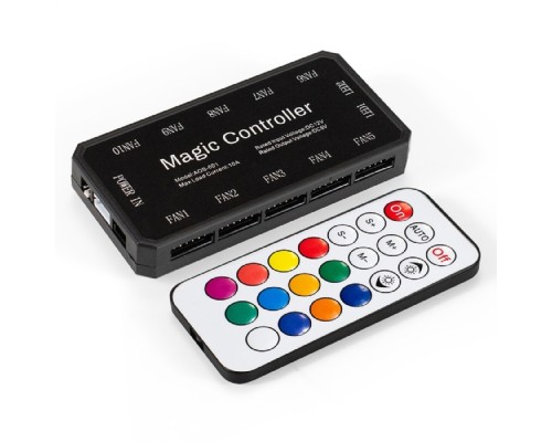 [Контроллер] Exegate EX295975RUS Контроллер-хаб с пультом управления ExeGate EXH6P.ARGB для вентиляторов с подсветкой ARGB 6pin (Molex, 10 портов 6pin)