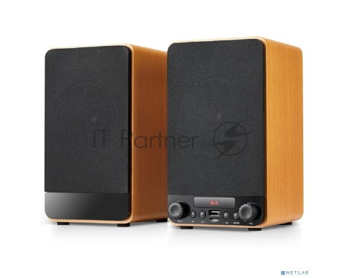 Колонки Dialog Jazz AJ-13 BROWN - акустические колонки 2.0, 2*15W RMS, Bluetooth, FM, USB+microSD reader