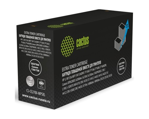 [расходные материалы] Картридж лазерный Cactus CS-CE278X-MPSXL CE278A/Canon 726/728 черный (8000стр.) для HP LJ M1536 MFP/M1536DNF/P1560/P1566/P1606/P1606DN;Canon LBP6200D/6200dw/6230d/6230dw/FAXPHOHE L100/L190/i-SENSYS MF