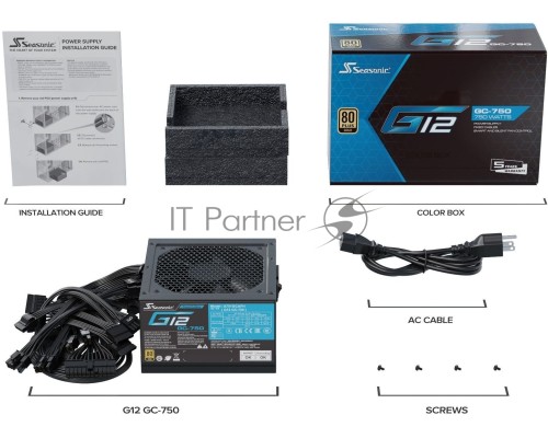 Блок питания Seasonic ATX 750W G12 GC-750 80+ gold (24+8+4+4pin) 120mm fan 6xSATA RTL