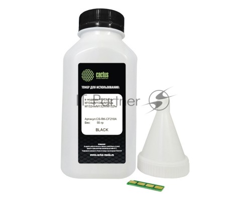 Тонер Cactus CS-RK-CF218A черный флакон 55гр. (в компл.:чип) для принтера HP LJ Pro M104/M132