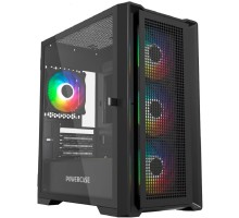 Powercase Alisio Micro X4B V2, Tempered Glass, 4х 120mm ARGB fans, ARGB HUB, чёрный, mATX  (CAMCXB-A4)