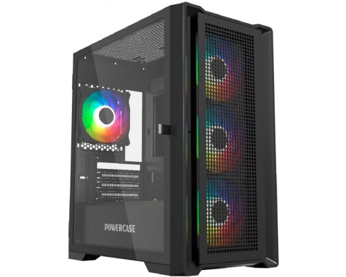 [Корпус] Powercase Alisio Micro X4B V2, Tempered Glass, 4х 120mm ARGB fans, ARGB HUB, чёрный, mATX  (CAMCXB-A4)