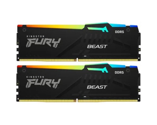 [Модуль памяти] Kingston 16GB DDR5 5200 DIMM FURY Beast Black RGB  kit 2*8, CL40, 1.25V, KF552C40BBAK2-16